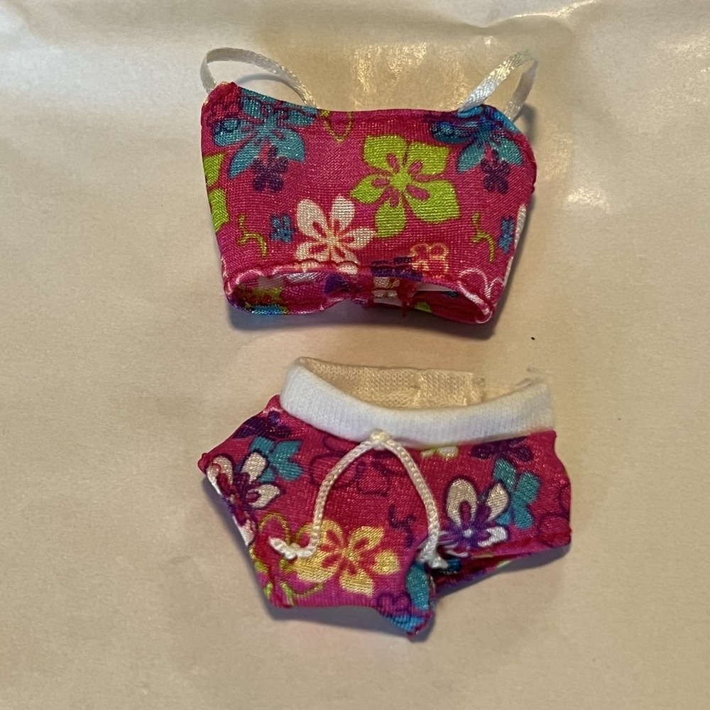 Vintage 90s BARBIE doll bikini TWO PIECE Pink Hibiscus swimsuit bathing suit